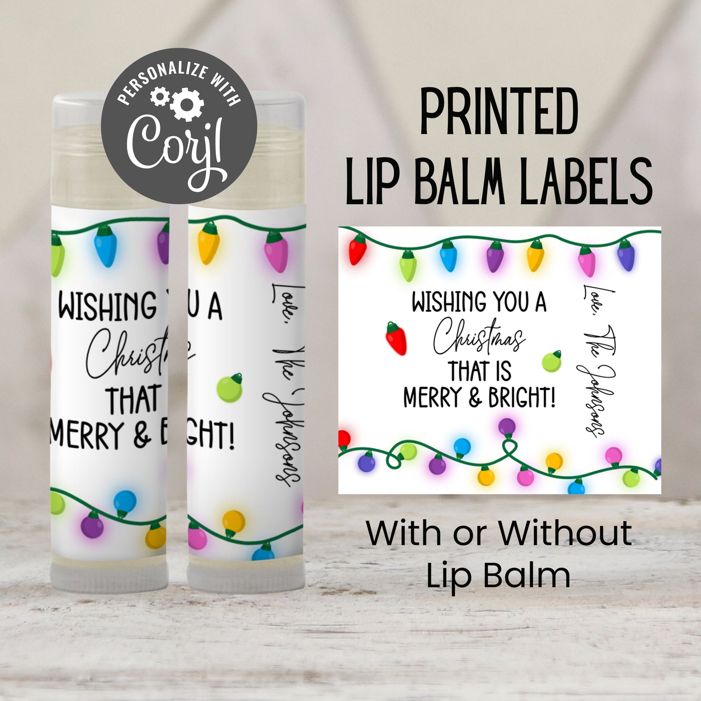 Merry and Bright Chapstick Favors: Christmas Lights, Holiday Party Gift