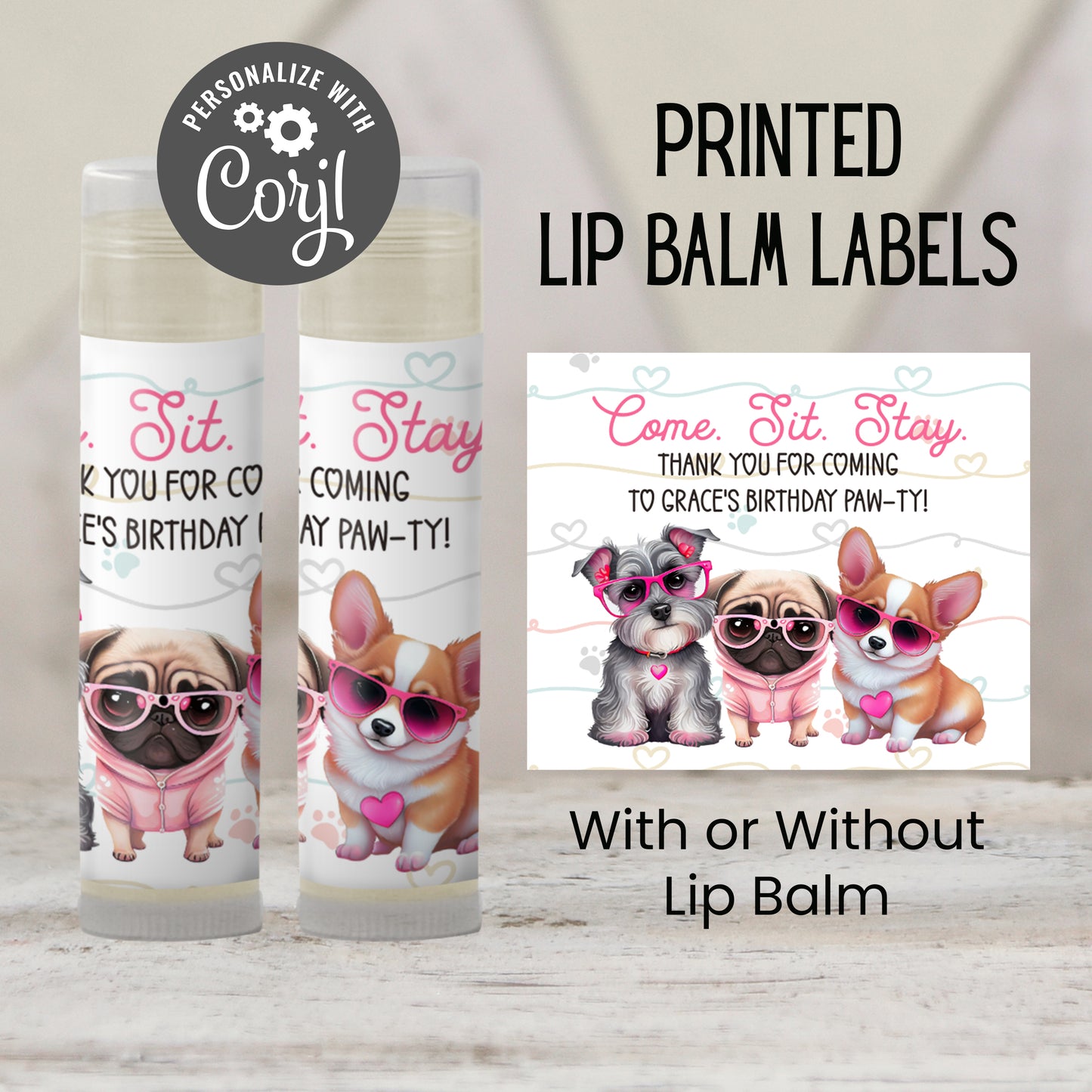 Puppy Party Chapstick Favors: Dog Birthday, Kids Party Gift