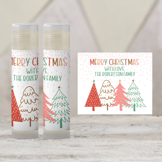 Christmas Party Favors Lip Balm: Pink Christmas Tree Holiday Guest Gift