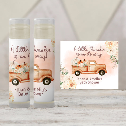Pumpkin Chapstick Favors: Fall Baby Shower, Gender Neutral Party Gift