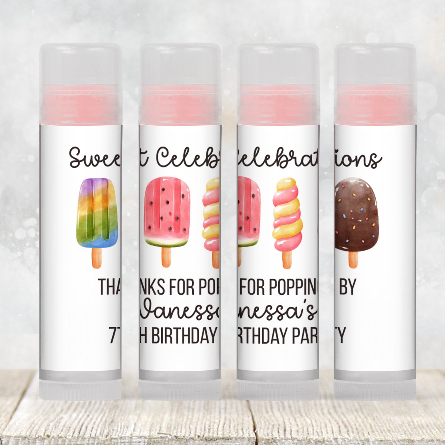 Popsicle Chapstick Label Template: Summer Baby Shower, Birthday Favor