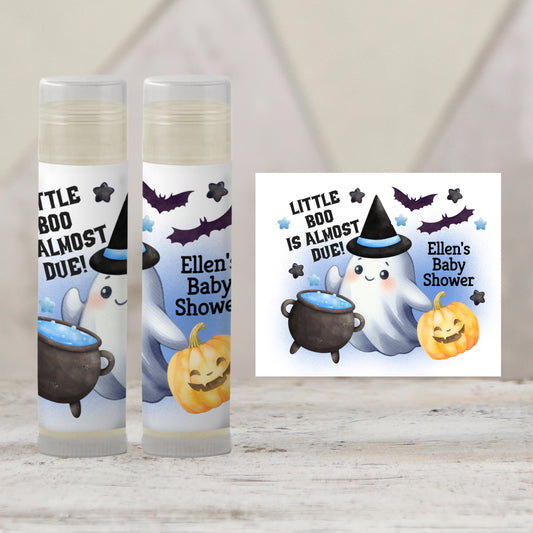 Blue Little Boo Chapstick Favors: Halloween Baby Shower, Boy Fall Party Gift