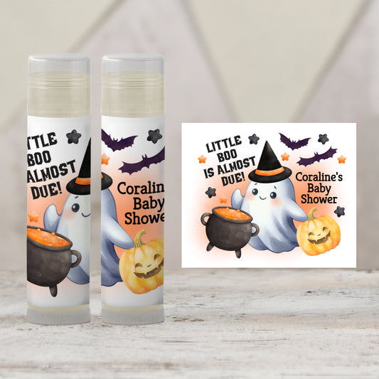 Orange Little Boo Chapstick Favors: Halloween Baby Shower, Fall Party Gift