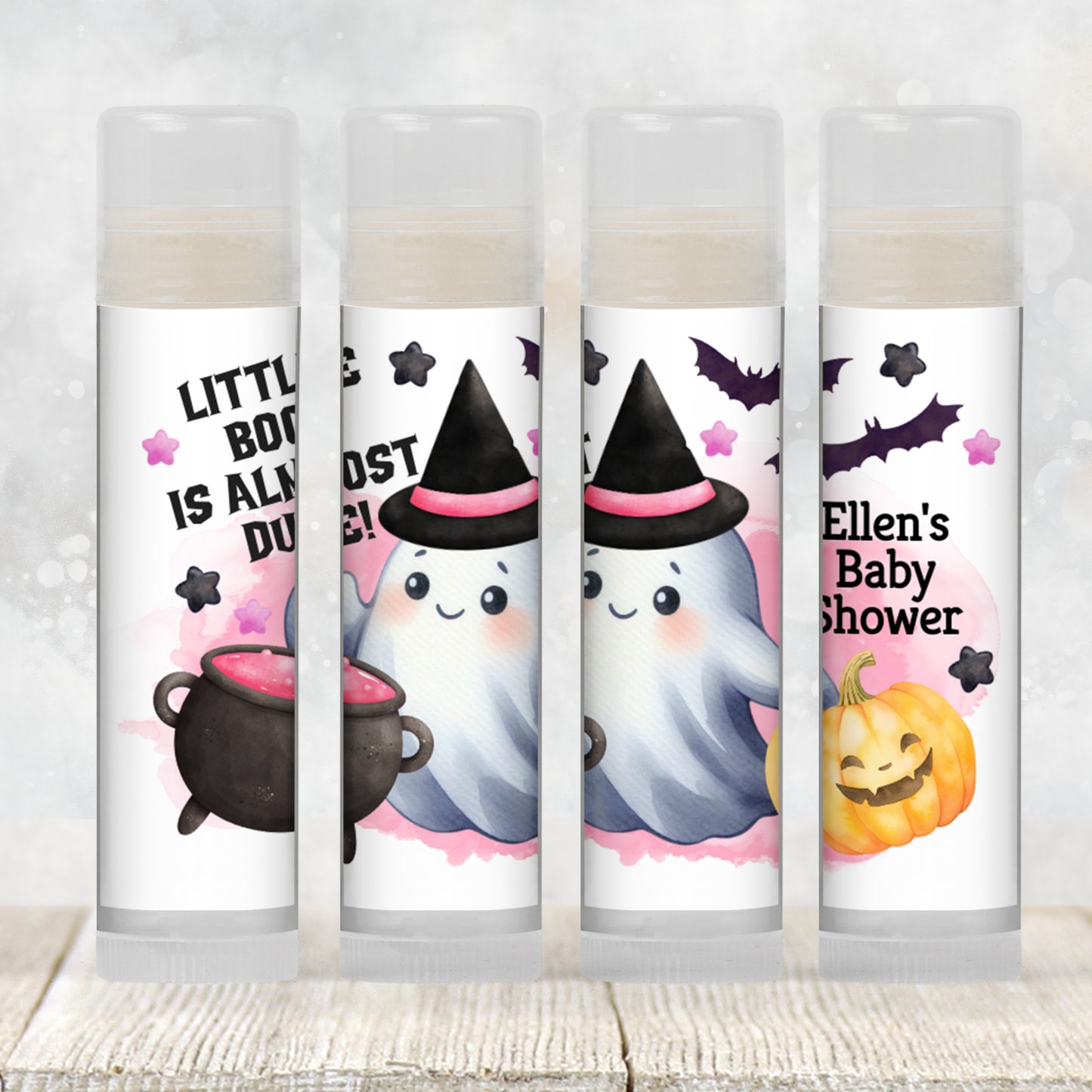 Pink Little Boo Chapstick Favors: Halloween Baby Shower, Girl Fall Party Gift