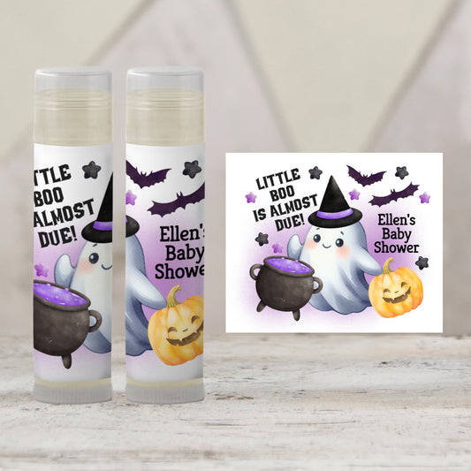 Purple Little Boo Chapstick Favors: Halloween Baby Shower, Fall Party Gift