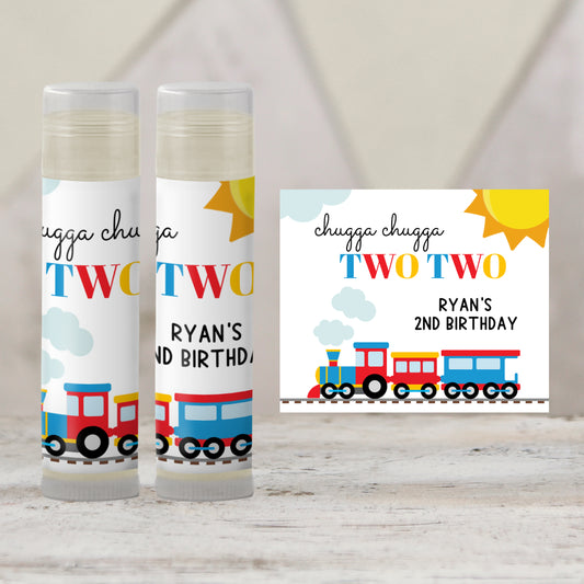 Chugga Chugga Two Two Chapstick Favors: Train 2nd Birthday Party Gift