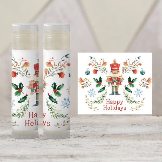 Merry Christmas Nutcracker Lip Balm Favors: Stocking Stuffer Holiday Guest Gift