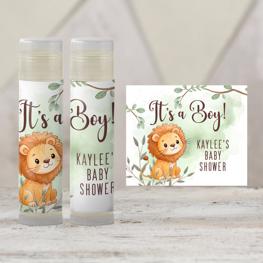 Lion Chapstick Favors: Jungle Safari Baby Shower, Little King Boy Gift
