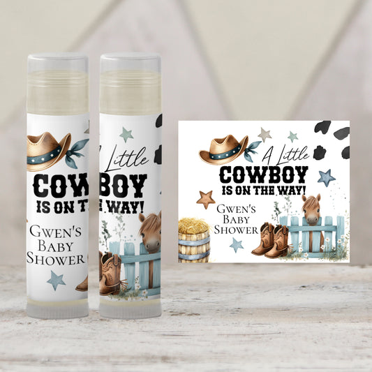 Little Cowboy Chapstick Favors: Western Baby Shower Gift for Boy