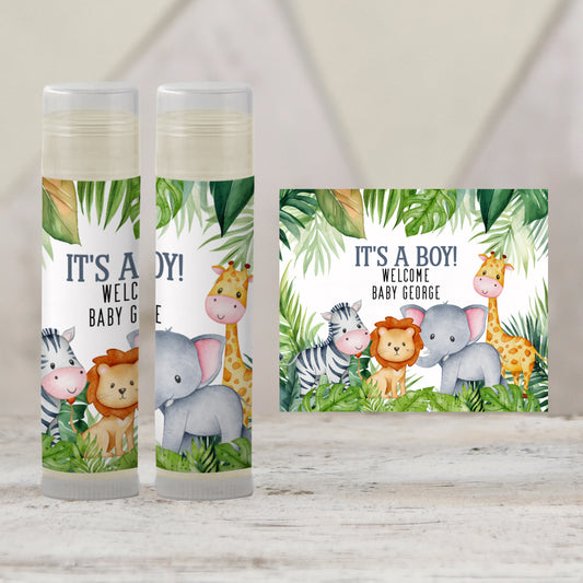 Jungle Safari Chapstick Favors: Baby Shower or Kids Birthday Party Gift