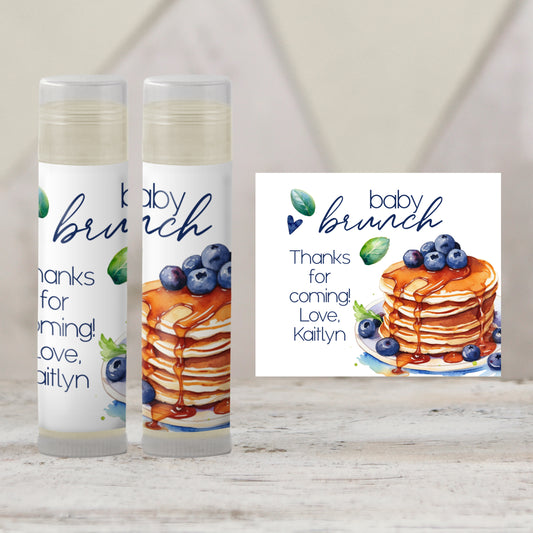 Blueberry Pancakes Chapstick Favors: Brunch Baby Shower or Berry Sweet Party Gift