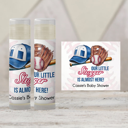 Baseball Chapstick Favors: Little Slugger Boy Baby Shower or Rookie MVP Party Gift