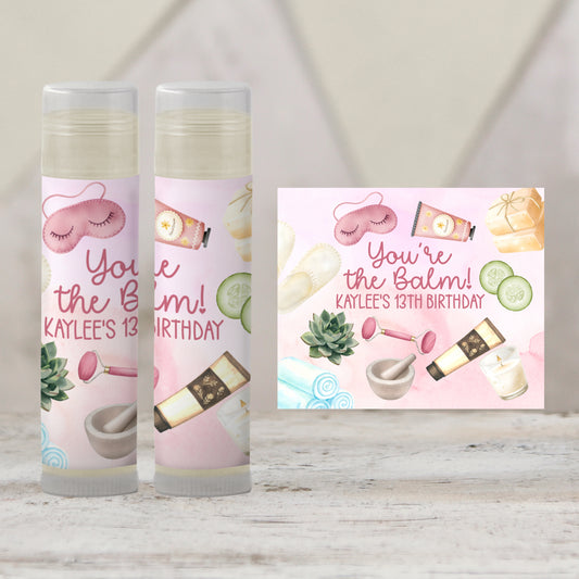 Editable Spa Day Party Favor | Lip Balm Favor | Pamper Party Favor | Spa Birthday Party Favors | Slumber/Sleepover Spa Party Favors, 2402