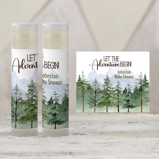 Let the Adventure Begin Baby Shower Favors | Chapstick Party Favor Travel Theme Lip Balm Favor | Labels Only or with Vanilla Lip Balms, 2403