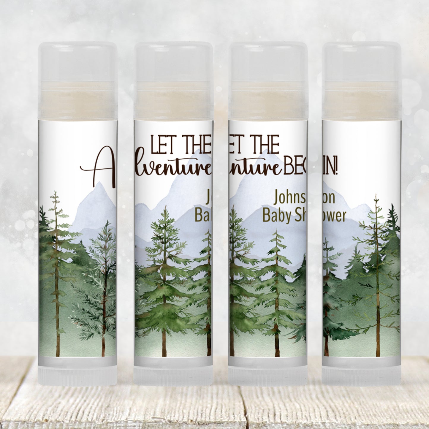 Let the Adventure Begin Baby Shower Favors | Chapstick Party Favor Travel Theme Lip Balm Favor | Labels Only or with Vanilla Lip Balms, 2403