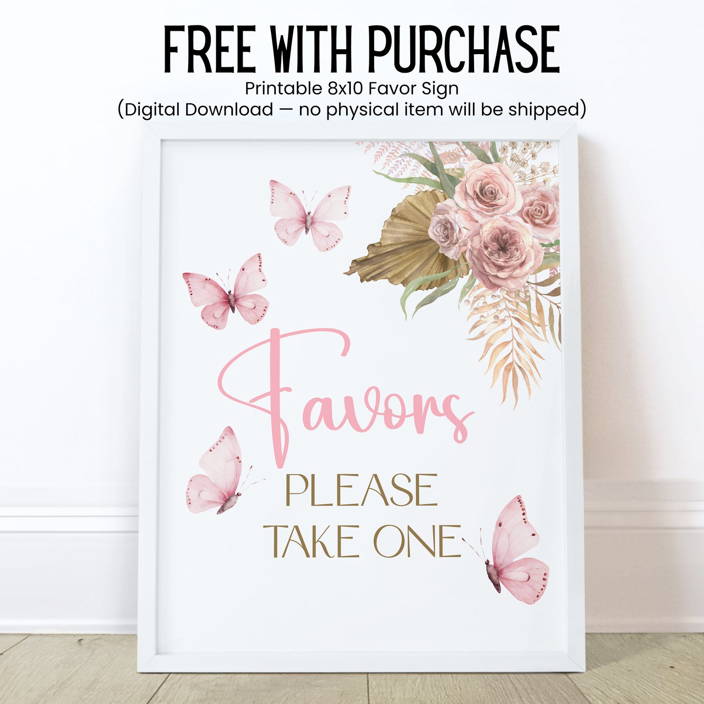 Pink Boho Butterfly Chapstick Favors: Baby Shower or Party Gift