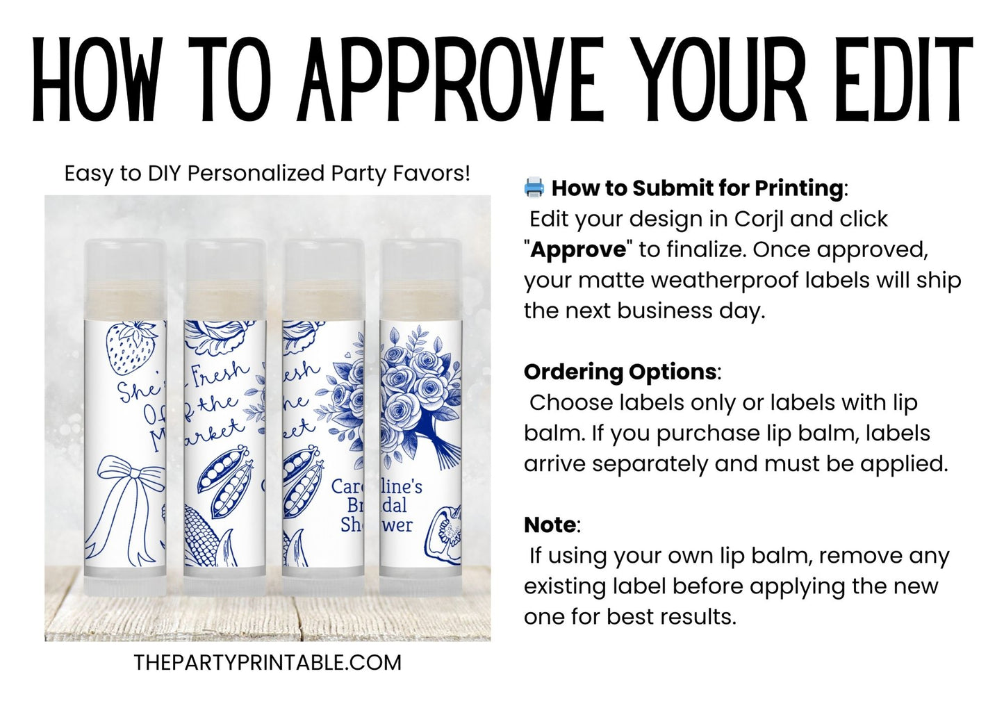 She’s Off the Market Chapstick Favors: Blue Bridal Shower or Bachelorette Party Gift