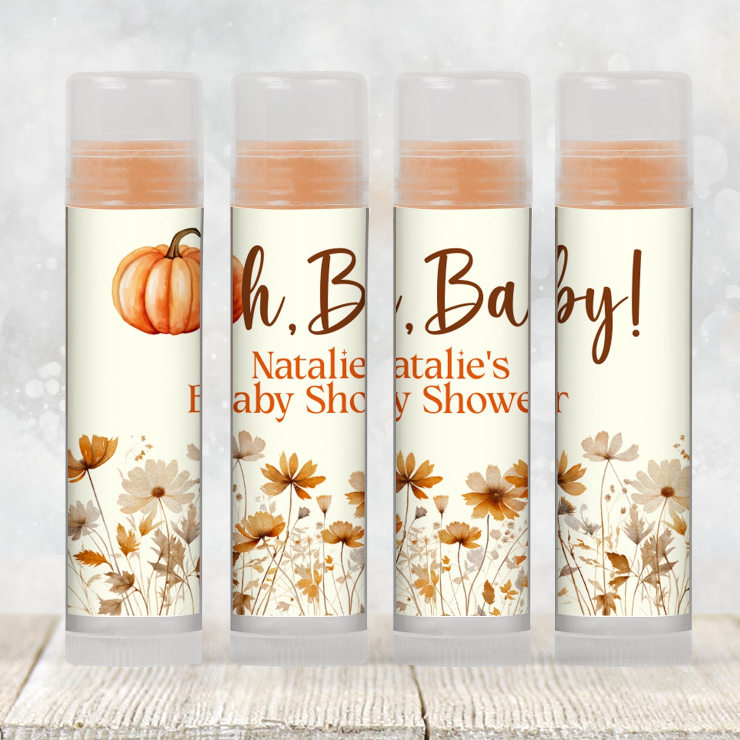 Oh Baby Pumpkin Lip Balm Label Template: Fall Baby Shower