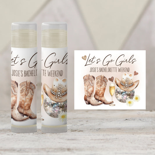 Let's Go Girls Bachelorette Favor Lip Balm Label TEMPLATE | Editable Cowgirl Western Party | Nashville Printable Chapstick Sticker 3200