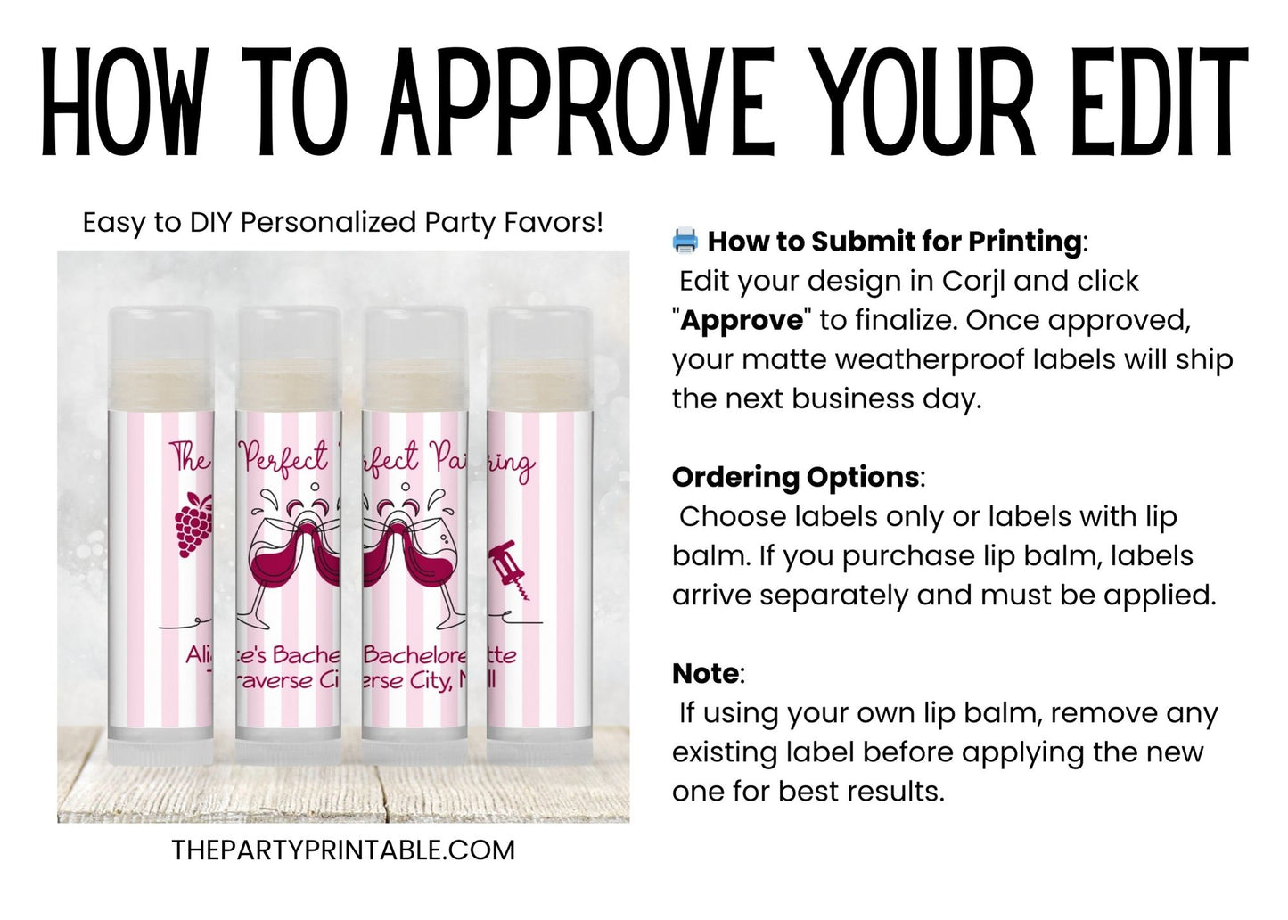 Vineyard Bachelorette Party Favors | Chapstick Favor | Wine Themed Party Favors | Vino Before Vows | The Perfect Pairing Bridal Shower, 3203