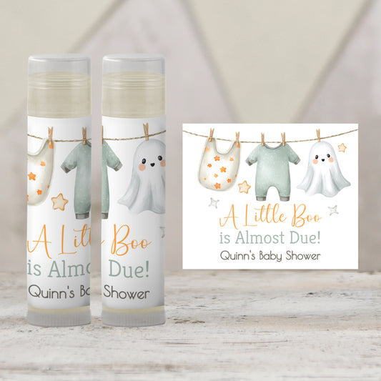 A Little Boo Is Almost Due Baby Shower Chapstick Favors: Gender Neutral Ghost Guest Gift