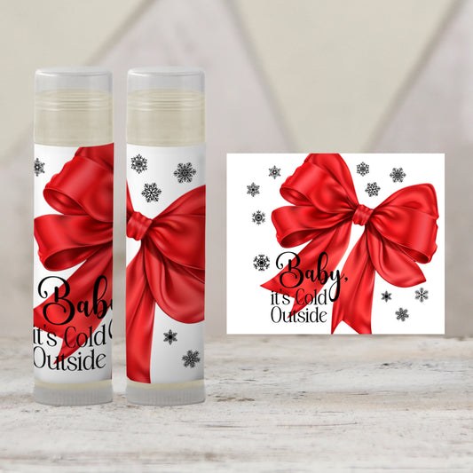 Baby It’s Cold Outside Favors | Chapstick Favor | Winter Baby Shower Favor | Red Bow Christmas Party Favor | Holiday Bridal Shower, 3403