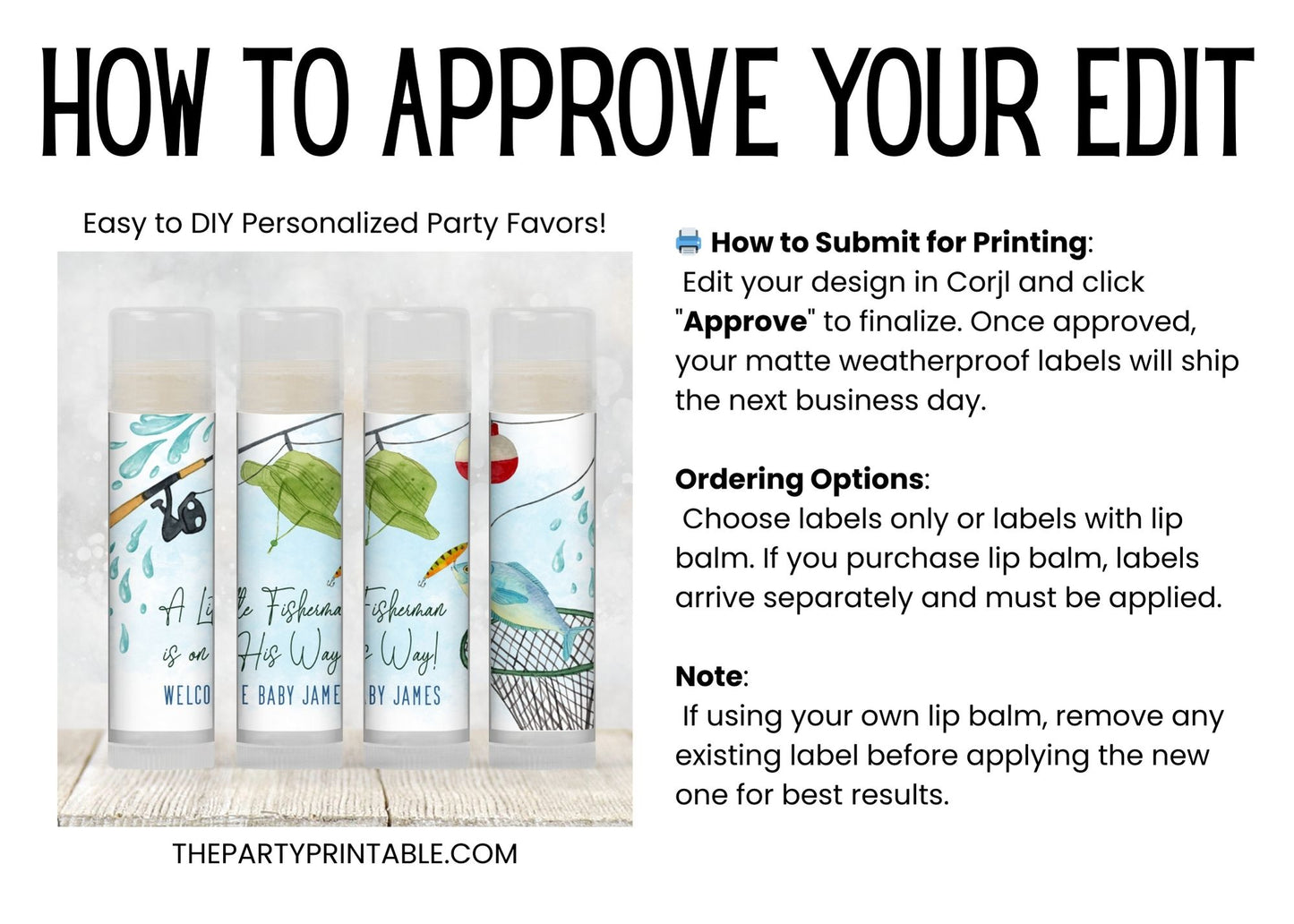Fishing Baby Shower Chapstick Favor | A Little Fisherman Is on the Way | Boy Baby Shower Lip Balm Party Favor for Guests, 3802