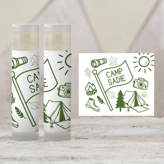 Camp Bach Chapstick Favors: Green Camping Theme Bachelorette or Birthday Gift