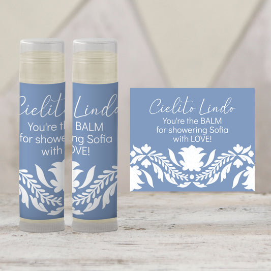 Blue Cielito Lindo PRINTED Lip Balm Labels | Mexican Baby Shower Favor | Boy Fiesta Chapstick | Papel Picado Party Favor 4001