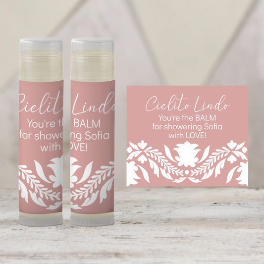 Pink Cielito Lindo PRINTED Lip Balm Labels | Mexican Baby Shower Favor | Girl Fiesta Chapstick | Papel Picado Party Favor 4001