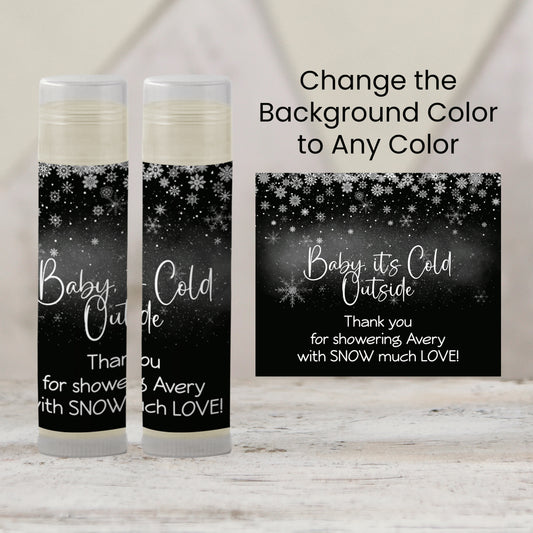 Snowflake Baby Shower Lip Balm Label Template: Baby It’s Cold Outside Theme (Digital Download)
