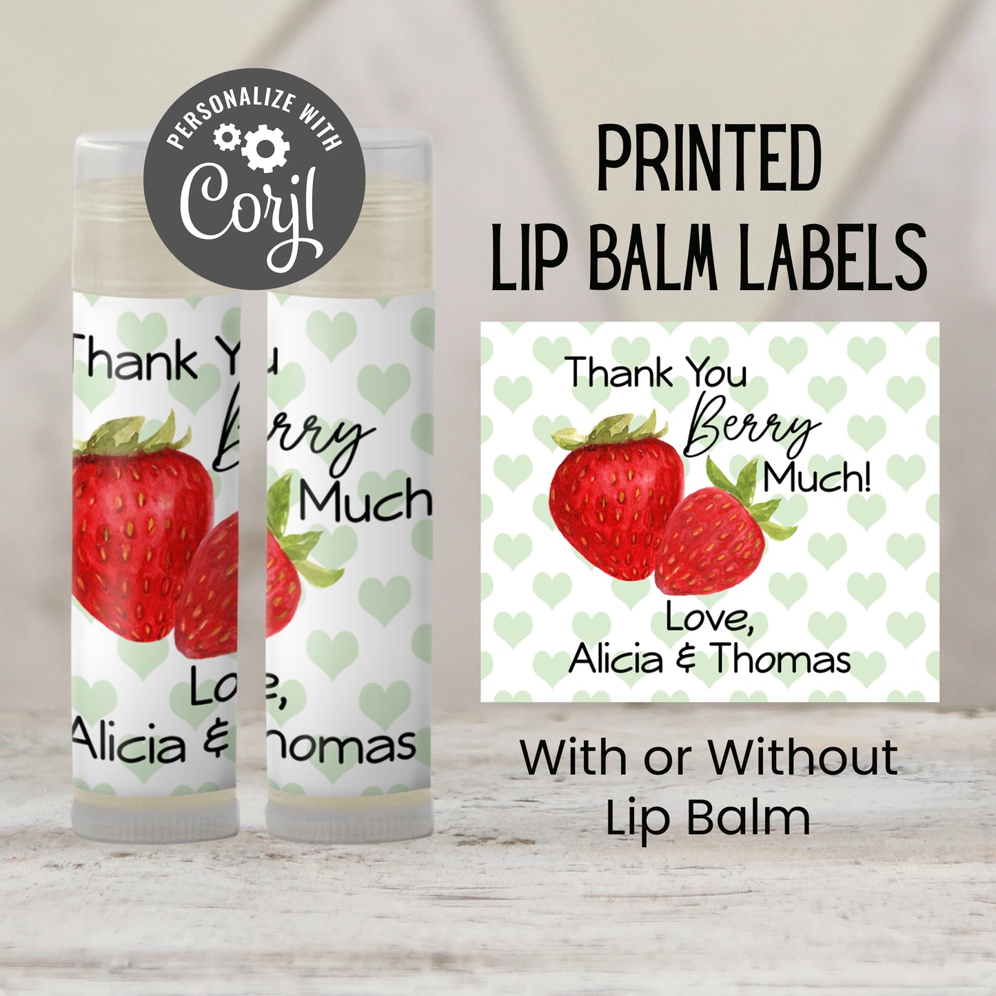 A Berry Sweet Baby Shower Favors Lip Balm | PRINTED Strawberry Labels or Lip Balm Favors | Summer Girl Party Guest Gifts 4026