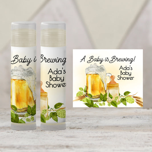 Baby Is Brewing Baby Shower Lip Balm Favors: Beer Theme Gender Neutral Guest Gift
