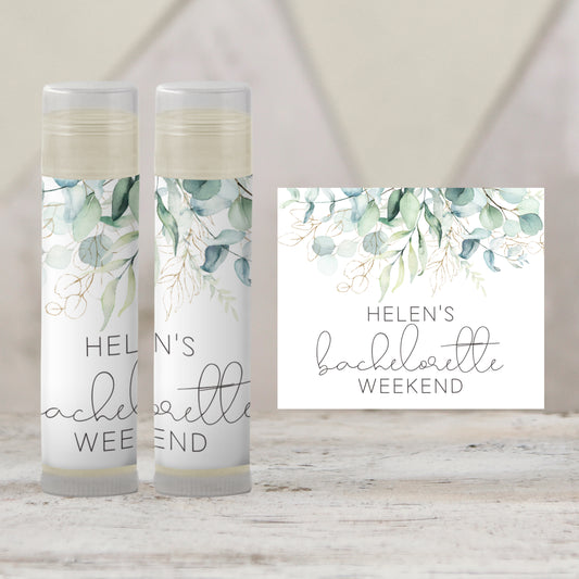 Eucalyptus Bachelorette Favors Lip Balm Label TEMPLATE | Editable Greenery Chapstick Labels | Printable Botanical Bridal Shower Favor 4114
