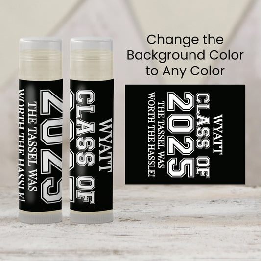 Class of 2025 Graduation Party Favors Lip Balm | PRINTED Labels or Lip Balm | High School or College Grad Open House Guest Gift Sticker 4124