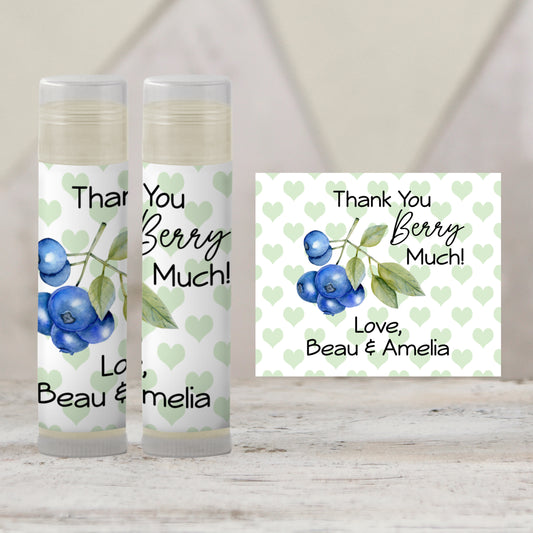 Blueberry Baby Shower Lip Balm Favors: Boy 1st Birthday Guest Gift