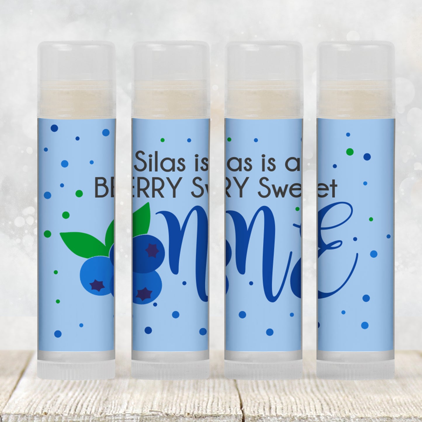 Berry First Birthday Lip Balm Favors PRINTED | Blueberry Party Favor Labels | 1st Birthday Chapstick Label for Boy or Girl Summer Party 4142