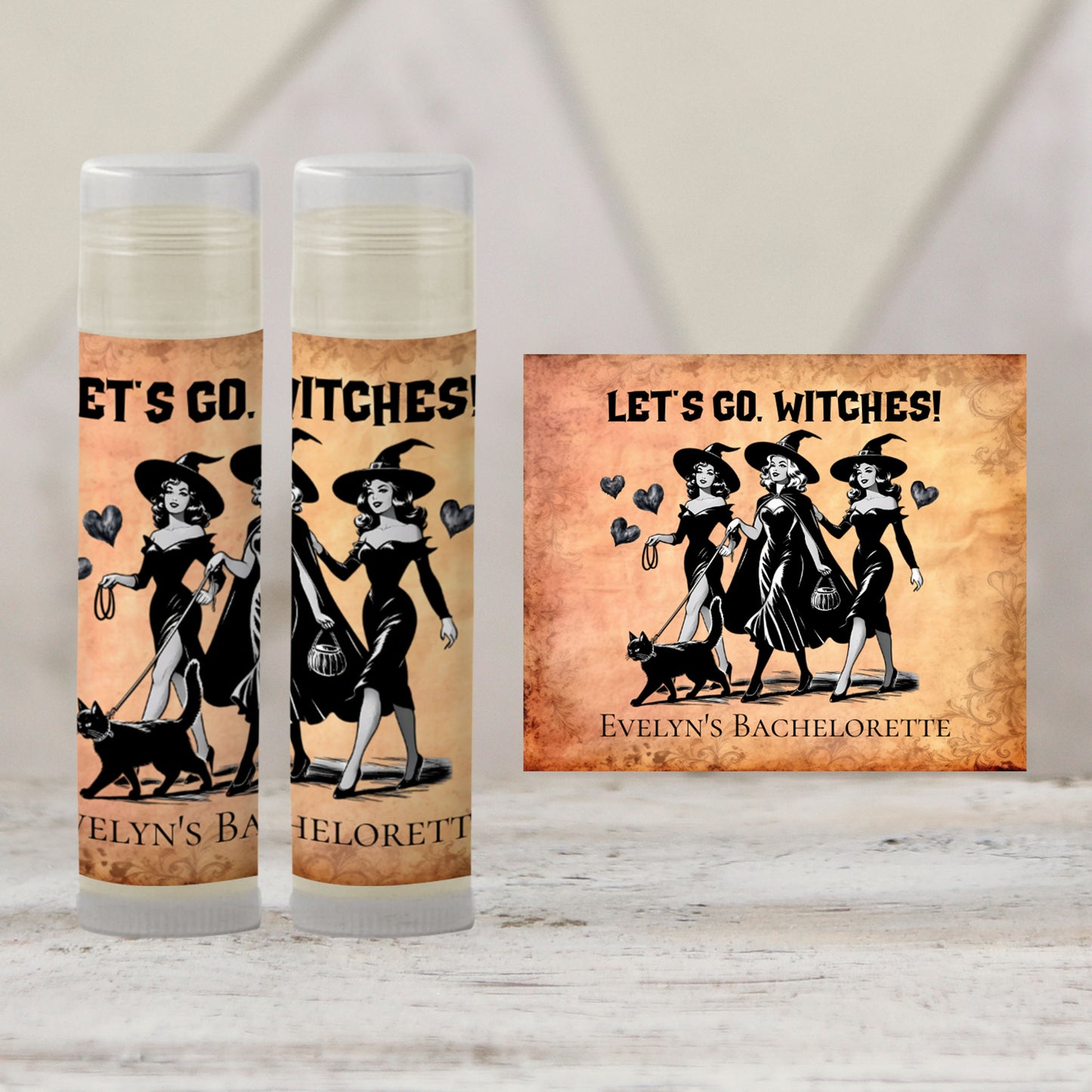 Let’s Go Witches Lip Balm Label TEMPLATE | Halloween Bachelorette Favor | October Bachelorette Party | Spooky Printable 4201