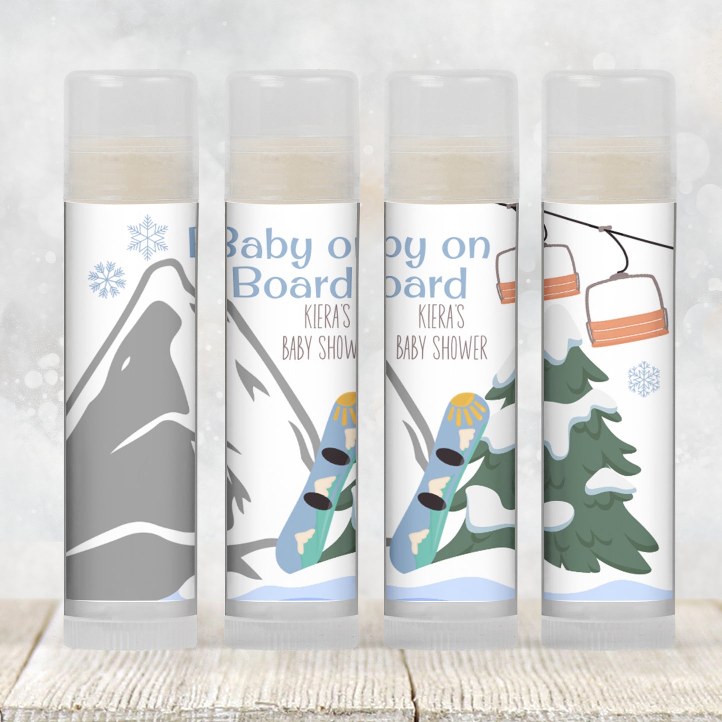 Baby on Board Snowboard Baby Shower Favor | Chapstick Party Favor | Winter Baby Shower Favor | Boy Baby Shower Lip Balm Favors, 4202