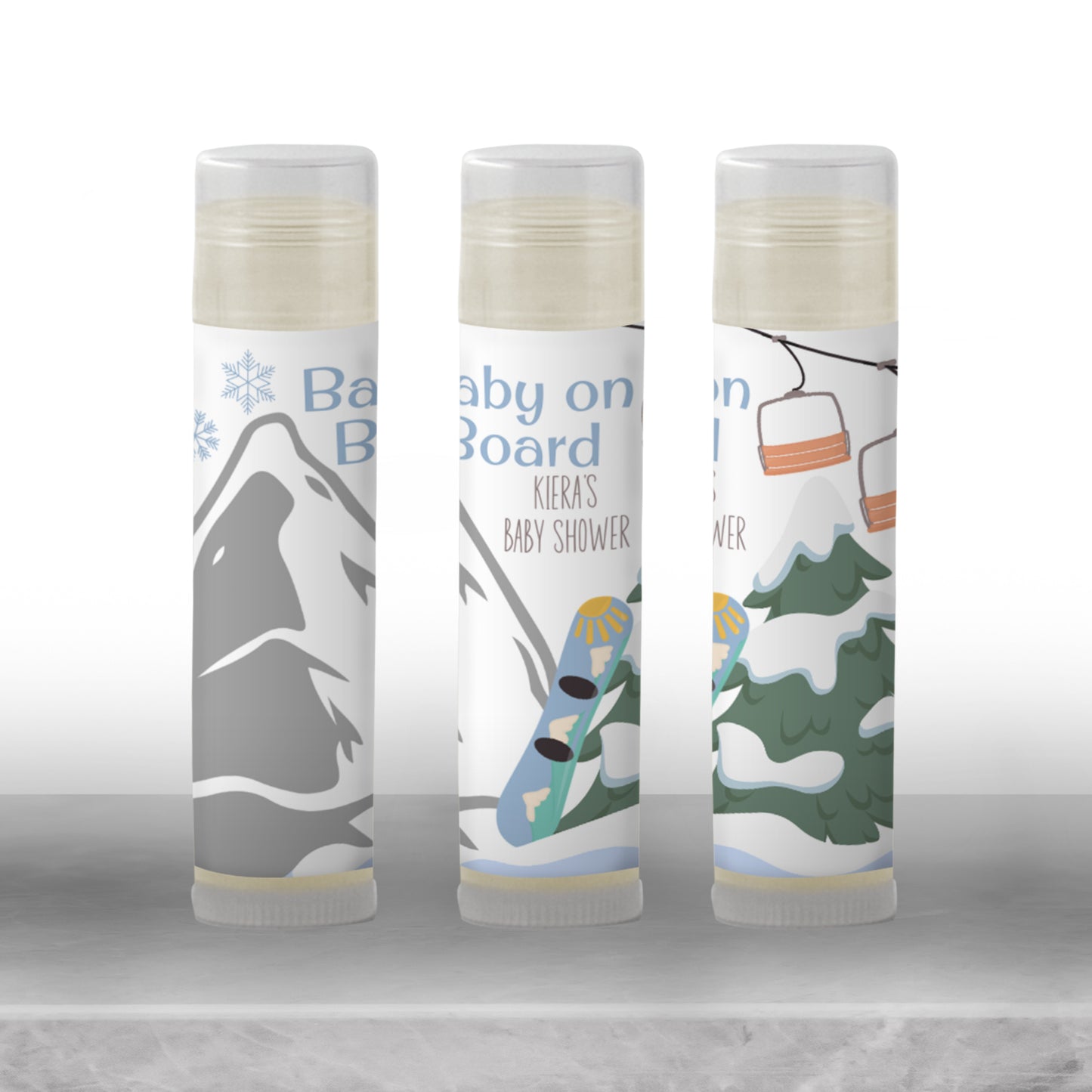 Baby on Board Snowboard Baby Shower Favor | Chapstick Party Favor | Winter Baby Shower Favor | Boy Baby Shower Lip Balm Favors, 4202