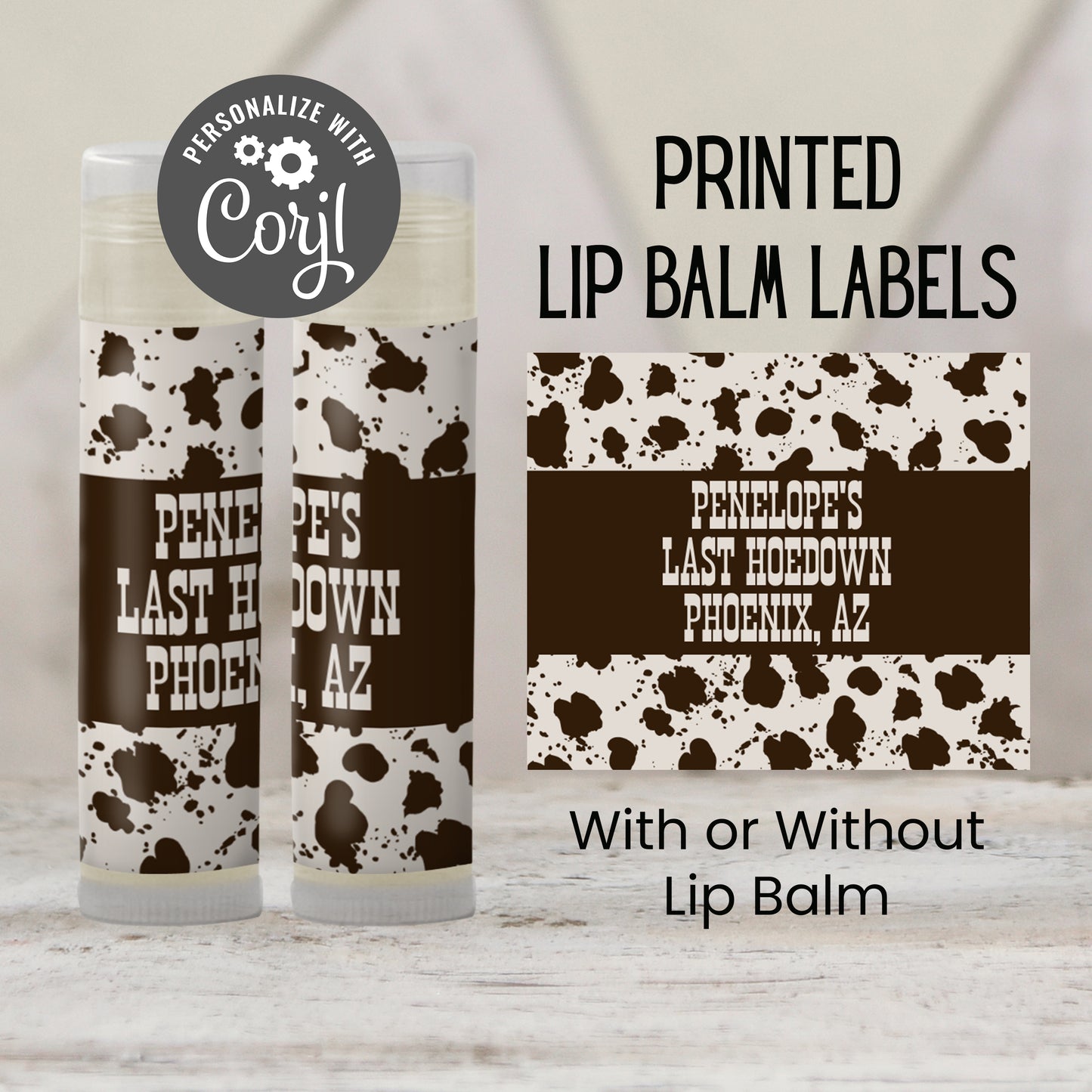 Last Hoedown Bachelorette Lip Balm Favor PRINTED | Cowgirl Western Party Labels or Balms | Final Fling Weekend or Nash Bash Bride Gift 4259