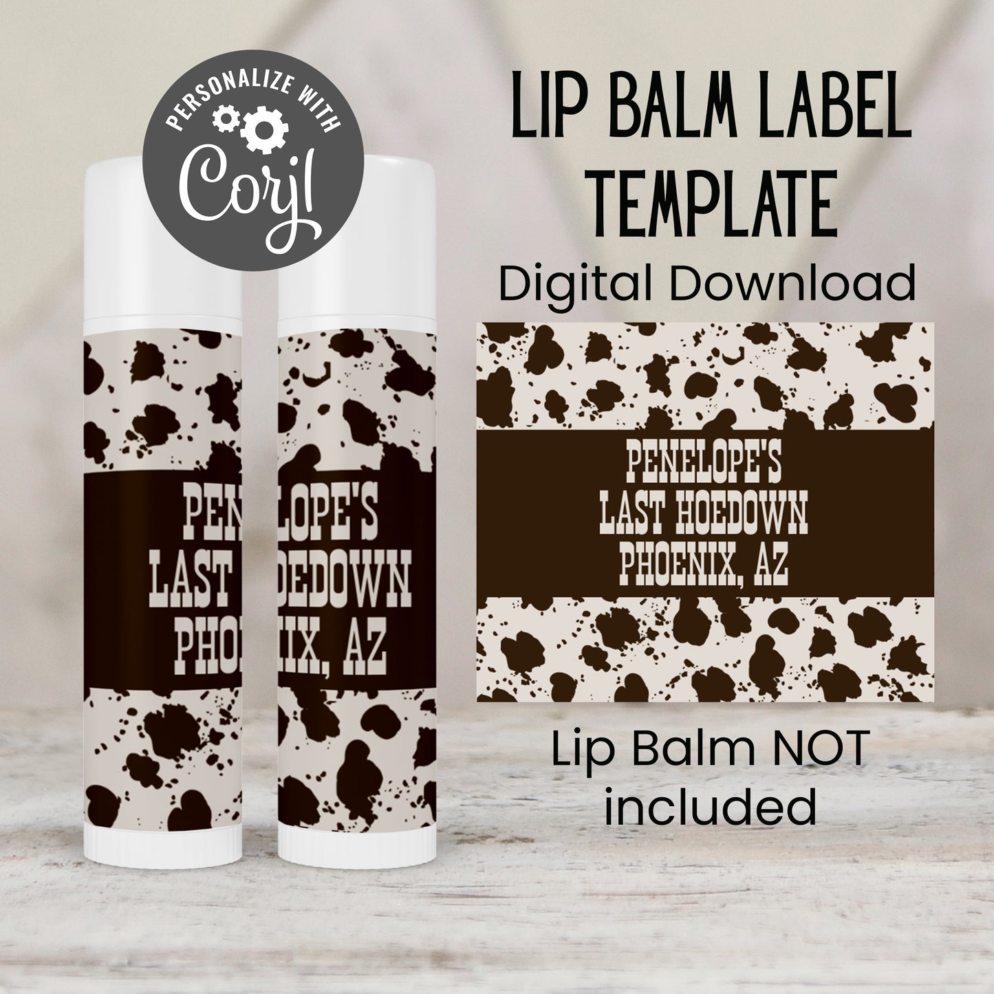 Last Hoedown Bachelorette Lip Balm Favor TEMPLATE | Western Cowgirl Party Printable Last Rodeo Chapstick Label for Final Fling Weekend 4259