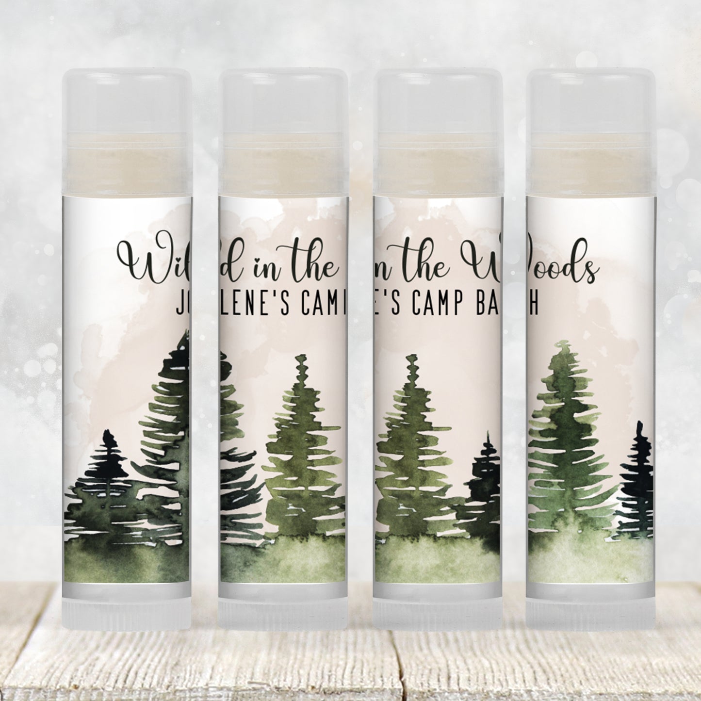 Wild in the Woods Bachelorette Party PRINTED Lip Balm Labels or Favors | Rustic Camp Bach Theme | Girls Weekend Chapstick Party Gift 4268