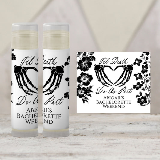Til Death Do Us Part PRINTED Lip Balm Labels | Halloween Wedding Favor | October Bachelorette Party | Gothic Chapstick Gift 4401