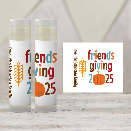 Friendsgiving Lip Balm Favors: Personalized Chapstick Guest Gift for Friends Dinner or Brunch
