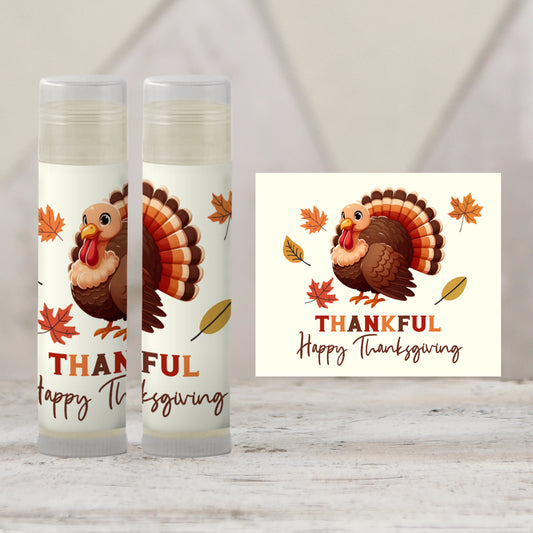 Thankful Happy Thanksgiving Turkey Chapstick Favors: Friendsgiving or Holiday Guest Gift