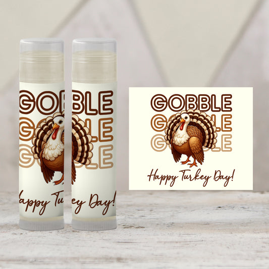 Gobble Gobble Happy Thanksgiving Lip Balm Favors: Turkey Chapstick Guest Gift for Holiday Dinner