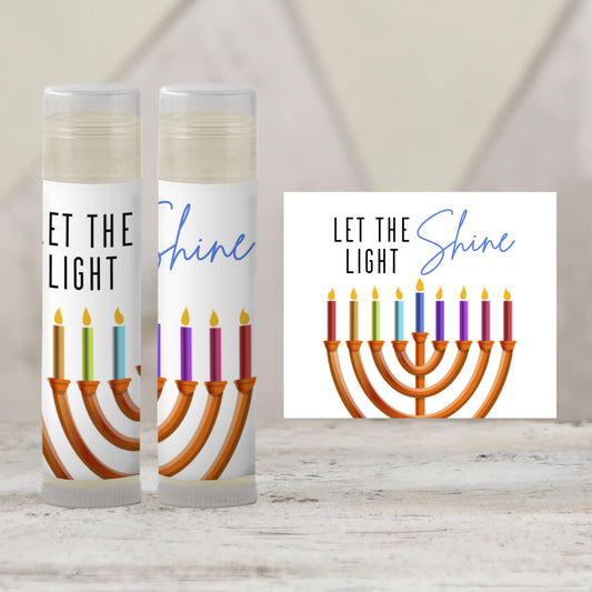 Let the Light Shine Hanukkah Lip Balm Favors: Chanukah Party Guest Gift