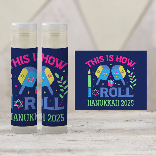 This Is How I Roll Hanukkah Lip Balm Label Template: Dreidel Party Favor (Digital Download)