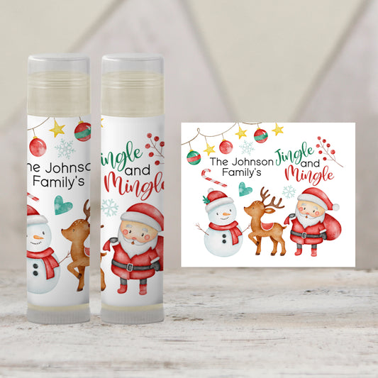 Jingle and Mingle Christmas Party Lip Balm Favors: Holiday Guest Gift
